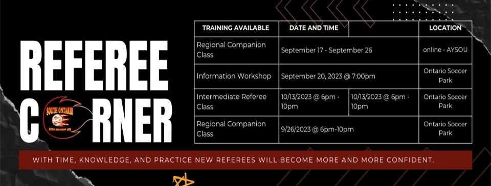 Referee Calendar of Events